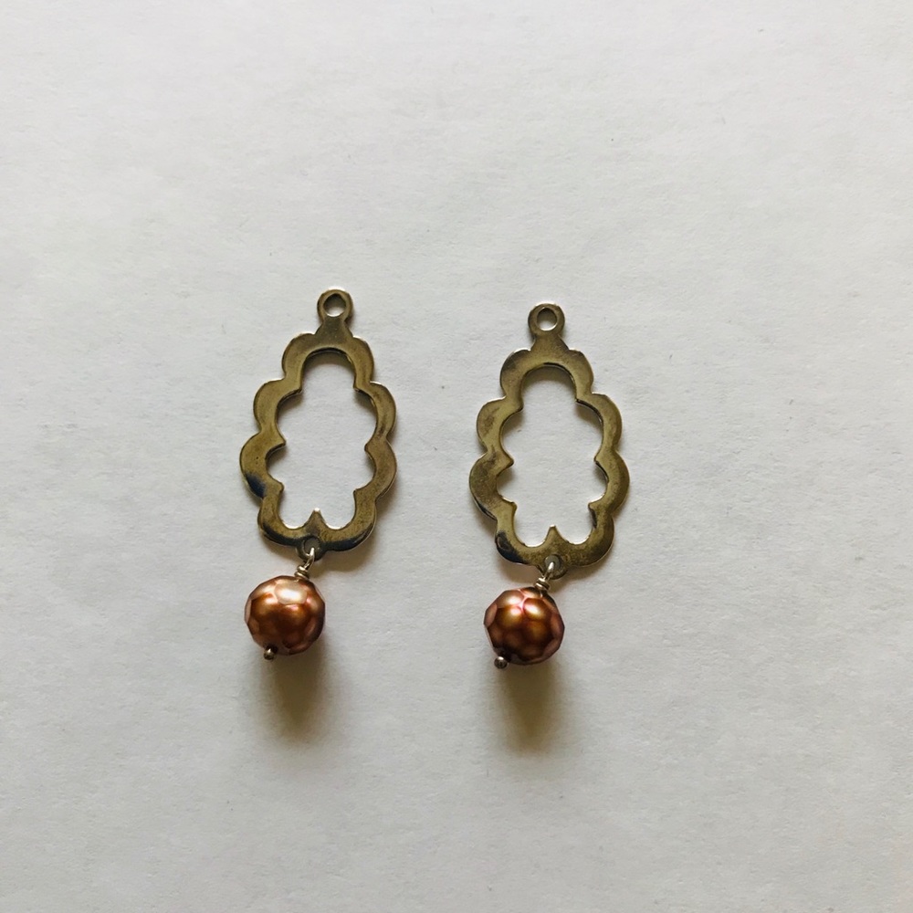 Pandora Earring Charm/Jacket w Brown Bead/Pearl